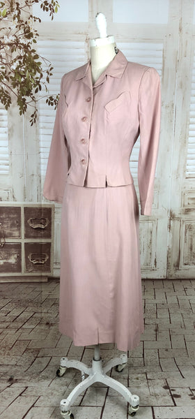 Original 1940s 40s Vintage Pink Starched Cotton Skirt Suit By Duchess Royal