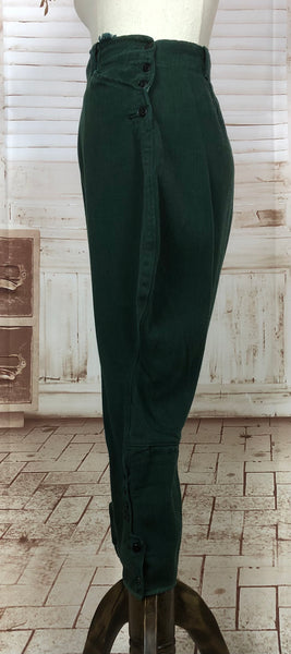 LAYAWAY PAYMENT 2 OF 3 - RESERVED FOR MAIKEN - Fabulous Original 1940s 40s Vintage Forest Green Riding Jodhpurs By Kerrybrooke