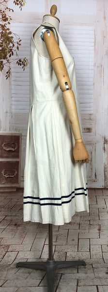 Amazing Rare Late 1920s / Early 1930s White Sailor Style Day Dress