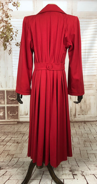 Incredible Original 1940s 40s Vintage Red Gabardine Fit And Flare Princess Coat