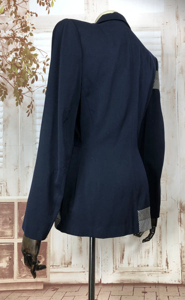 Rare Original 1950s 50s Vintage Navy Blue Lilli Ann Blazer With Wrap Around Arrow Detailing