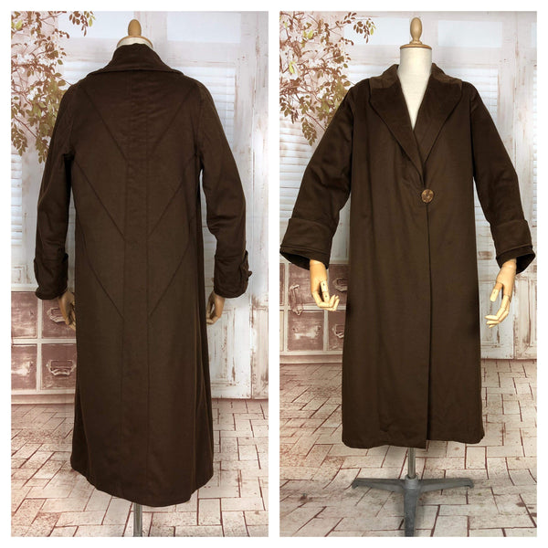 Exceptional 1920s Original Art Deco Chocolate Brown Geometric Flapper Coat