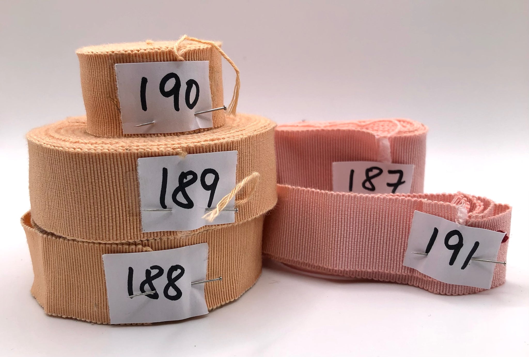 Original French Vintage Petersham And Grosgrain Hat Ribbon Nude Blush Pink