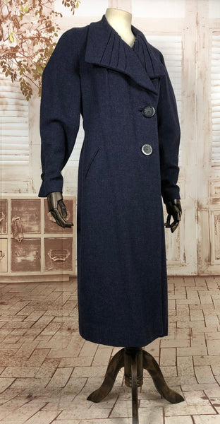 LAYAWAY PAYMENT 2 OF 3 - RESERVED FOR KHARONN - Super Rare Original Late 1920s 20s / Early 1930s 30s Vintage Navy Blue Asymmetric Coat With Amazing Fan Collar