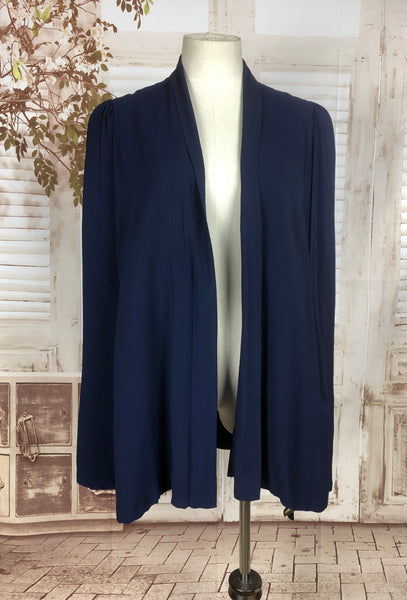 Original 1930s 30s Vintage Blue Crepe Cape With Gathered Shoulders