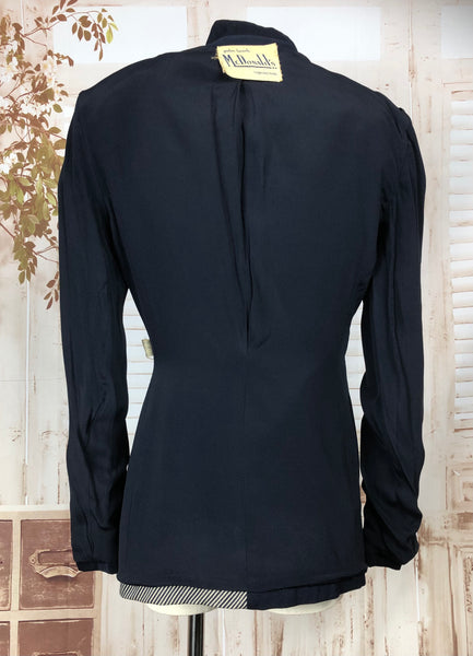 Rare Original 1950s 50s Vintage Navy Blue Lilli Ann Blazer With Wrap Around Arrow Detailing