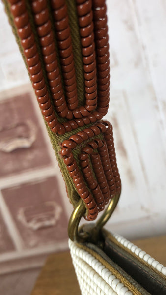 Super Rare Original 1940s / 1950s Brown And Cream Telephone Cord Bag Purse