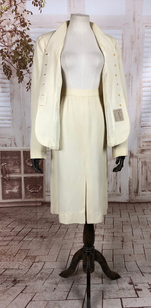 Original 1940s 40s Vintage Off White Cotton Summer Suit With Circular Accents