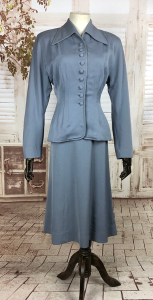 LAYAWAY PAYMENT 2 OF 2 - RESERVED FOR SENDI - Original 1940s 40s Periwinkle Blue Gabardine Skirt Suit By Swansdown