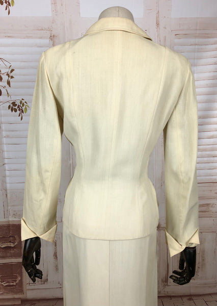 Original Vintage Late 1940s 40s Off White Cream Summer Suit