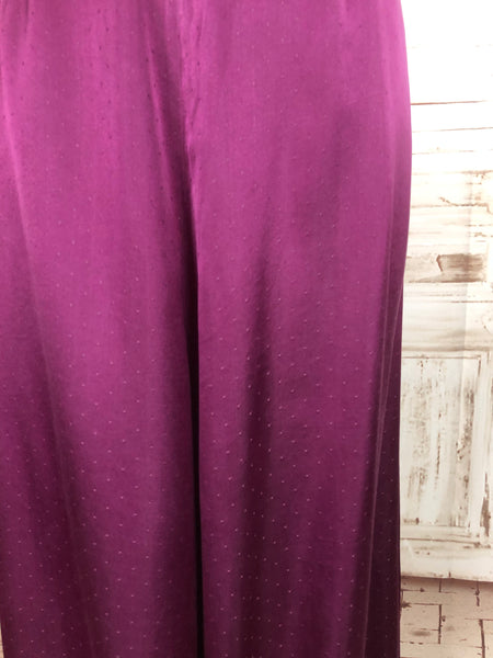 Original 1930s 30s Vintage Magenta Satin Cocktail Pyjama Trousers