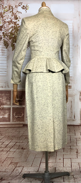 LAYAWAY PAYMENT 3 OF 3 - RESERVED FOR KLAUDIA - Iconic Original 1950s Vintage Cream And Black Fleck Lilli Ann Peplum Suit