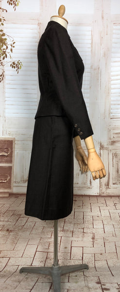 Beautiful Original Late 1940s Vintage Dark Chocolate American Wool Suit