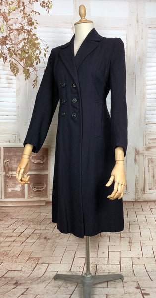 Fabulous Classic 1940s Vintage Navy Double Breasted Princess Coat