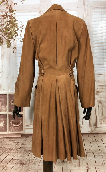 LAYAWAY PAYMENT 3 OF 4 - RESERVED FOR CARLA - Super Rare Original 1940s 40s Belted Suede Princess Coat By Scully