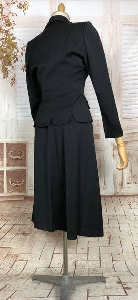 Classic Original 1940s Vintage Documented Black Femme Fatale Suit By Gothic Juniors