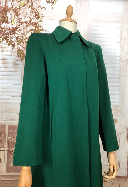 Incredible Original 1940s 40s Vintage Emerald Green Swing Coat By Bullocks Sportswear