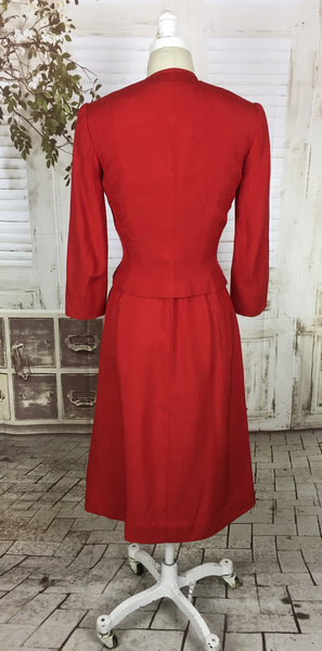 LAYAWAY PAYMENT 2 OF 2 - RESERVED FOR MARS - Original 1940s 40s Vintage Red Shot Silk Arrow Skirt Suit With Amazing Buttons
