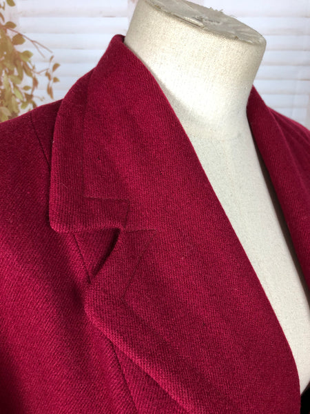 Incredible Original 1940s 40s Fuchsia Pink Swing Coat With Geometric Details