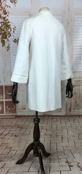 Stunning Original 1930s 30s Vintage White Textured Cotton Summer Coat