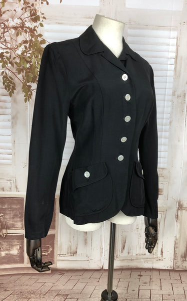 Original 1940s 40s Vintage Black Blazer By Marie Phillips