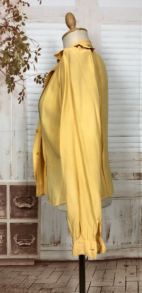LAYAWAY PAYMENT 2 OF 2 - RESERVED FOR AMBIKA - Fabulous Original 1930s Yellow Silk Blouse With Gathered Puff Sleeves