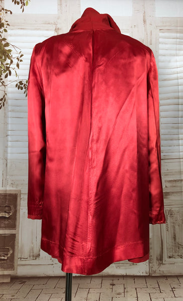 Fabulous Original 1940s 40s Vintage Red Gabardine Swing Coat