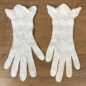 Beautiful Original 1930s 30s Vintage White Crochet Lace Gloves