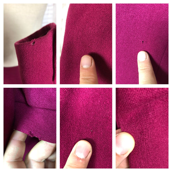 LAYAWAY PAYMENT 1 OF 2 - RESERVED FOR ANJA - Amazing Original 1940s Vintage Fuchsia Pink Collarless Skirt Suit