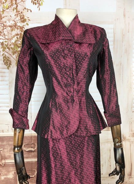 RESERVED FOR SENDI - PLEASE DO NOT PURCHASE - Original 1940s 40s Vintage Burgundy Iridescent Taffeta Suit