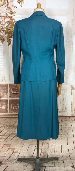 Wonderful Original 1940s Vintage Teal Blue Summer Suit Deadstock By Sacony Palm Beach