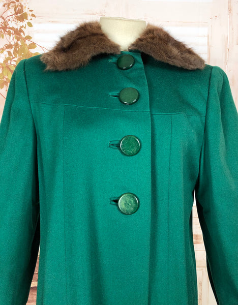 Incredible Original 1940s 40s Vintage Emerald Green Swing Coat