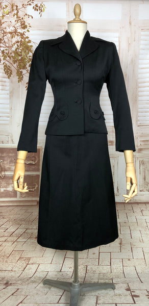 Classic Original 1940s Vintage Documented Black Femme Fatale Suit By Gothic Juniors