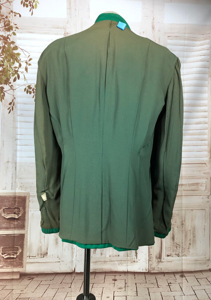 LAYAWAY PAYMENT 2 of 2 - RESERVED FOR AMBIKA - Amazing Original Volup Vintage 1940s 40s Bright Green Blazer