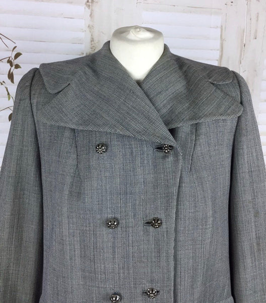 Original 1940s 40s Vintage Grey Check Double Breasted Swing Suit by Davids 