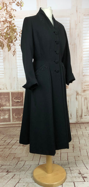 Fabulous Late 1940s 40s Vintage New Look Style Beaded Fit And Flare Princess Coat