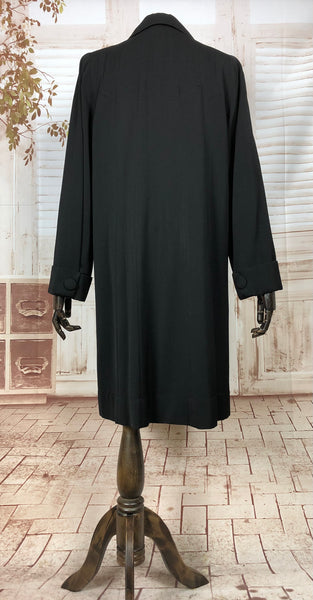 RESERVED FOR LISA - Classic 1940s 40s Original Vintage Black Gabardine Swing Coat