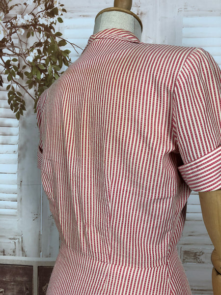 Rare Original 1940s 40s Vintage Red And White Candy Striped Summer Suit