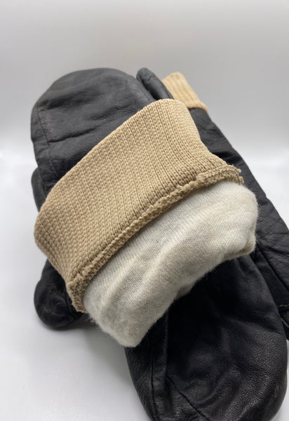 Amazing Original 1940s 40s Vintage Leather Ski Mitten Gloves