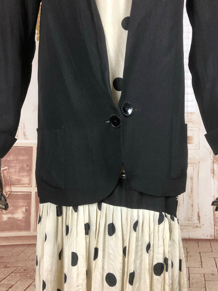 Original Vintage 1920s 20s Silk Drop Waist Dress And Jacket Ensemble