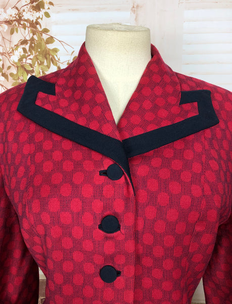 Fabulous Original Vintage 1940s 40s Red And Navy Colour Block Suit