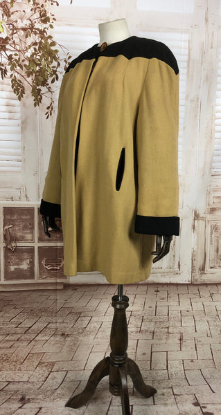 LAYAWAY PAYMENT 2 OF 2 - RESERVED FOR GILDA - Original 1940s 40s Vintage Mustard Yellow And Black Colour Block Coat