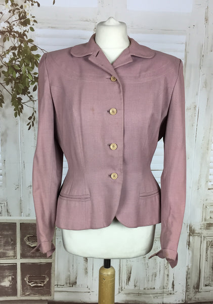 LAYAWAY PAYMENT 1 OF 2 - RESERVED FOR BECCA - PLEASE DO NOT PURCHASE - Original 1940s 40s Vintage Pink Gabardine Wool Jacket By Birchbrook
