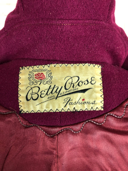 LAYAWAY PAYMENT 1 OF 2 - RESERVED FOR SENDI - PLEASE DO NOT PURCHASE - Original 1940s 40s Vintage Fuchsia Pink Swing Coat By Betty Rose