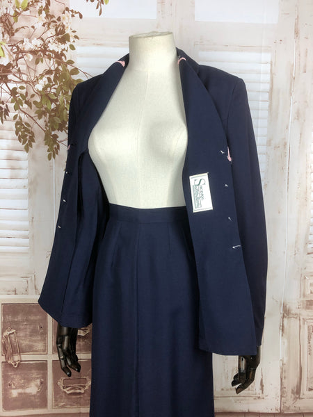 LAYAWAY PAYMENT 2 OF 2 - RESERVED FOR CHEY - Original 1940s 40s Vintage Navy Blue Cotton Summer Suit By Sacony Palm Beach