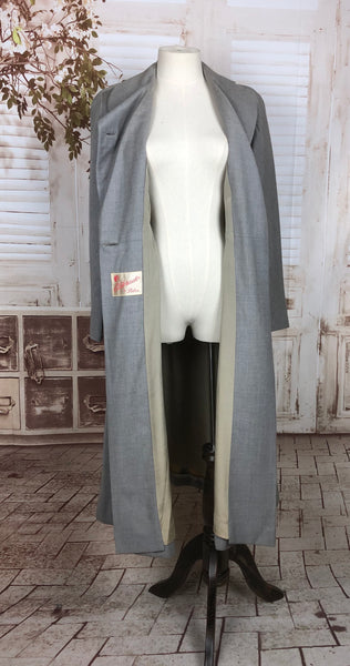 Original 1940s 40s Vintage Lightweight Grey Wool Princess Coat By Eldorado