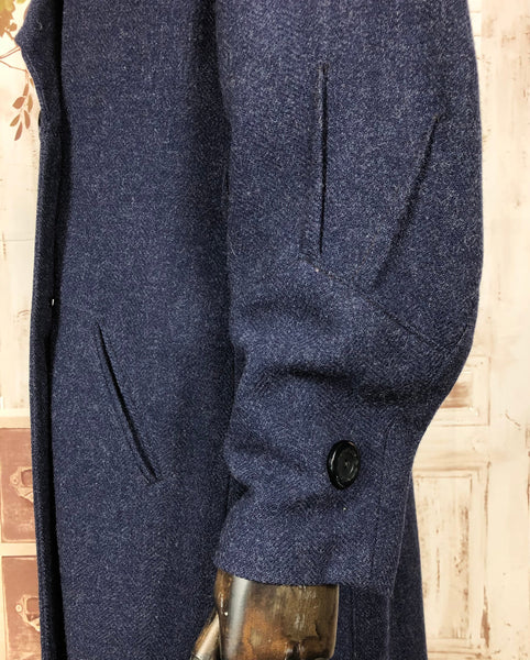 LAYAWAY PAYMENT 2 OF 3 - RESERVED FOR KHARONN - Super Rare Original Late 1920s 20s / Early 1930s 30s Vintage Navy Blue Asymmetric Coat With Amazing Fan Collar