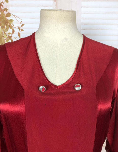 LAYAWAY PAYMENT 2 Of 2 - RESERVED FOR SHANI - Gorgeous Original 1930s 30s Volup Vintage Burgundy Red Dress In Satin And Crepe