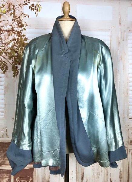 Beautiful Original 1940s Volup Vintage Periwinkle Blue Spring Weight Gabardine Swing Coat