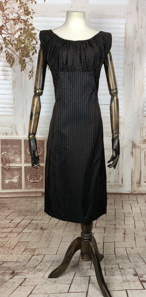 Original 1950s 50s Vintage Black And Cooper Striped Dress